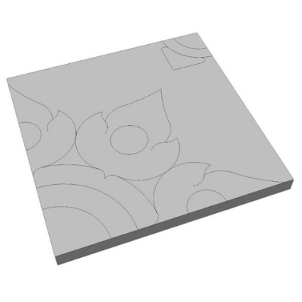 บล็อกปูพื้น ศิลาเหลี่ยม ลายไทย-สัตตบงกช 50x50x6 ซม. สีเทา
