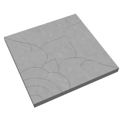 บล็อกปูพื้น ศิลาเหลี่ยม ลายไทย-ดาราวดี 50x50x6 ซม. สีเทา